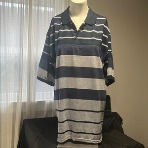 Men’s Striped Polo Shirt in Blue and Gray